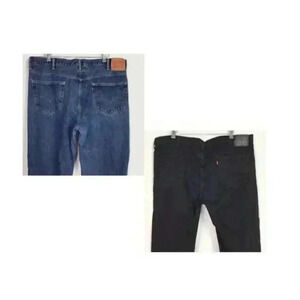 Levis 550 569 Mens 44X32 Relaxed Jeans Black Blue Cotton 5 Pockets Tapered 2 PR